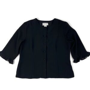 Studio C Womens Blouse Black Ruffles Size 10